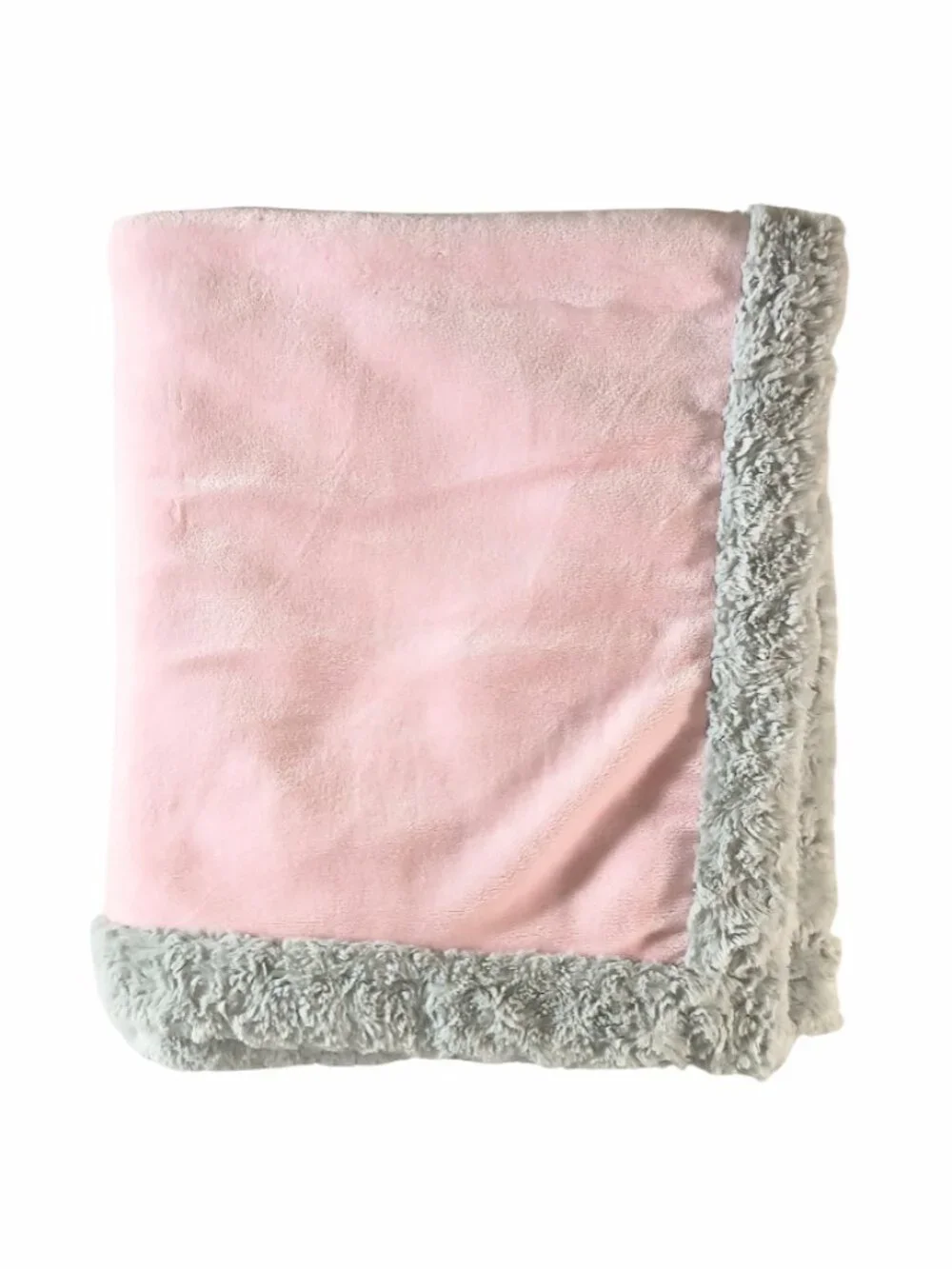 Little Me Gray Swirls Trim Sherpa Pink Soft Baby Security Blanket 30
